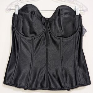 NWT Dominique Apparel Colette Satin Lace Corset Bridal Bra 38DD Black Bustier